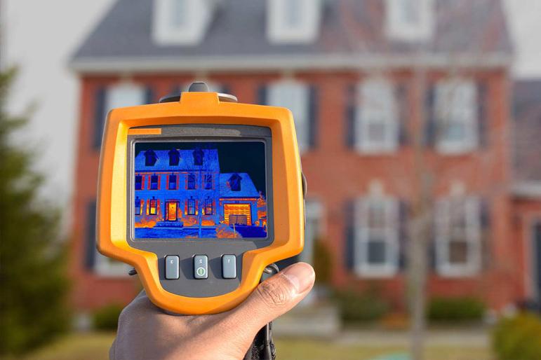 一个热损失工具指向一个房子，以确定最实用的十大网投的能源效率.